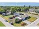Aerial view of a cozy home with a fenced backyard, surrounded by lush trees in a suburban neighborhood at 5004 Suwannee Dr, New Port Richey, FL 34652