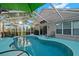 Bright pool area with screened enclosure and patio furniture, perfect for enjoying the outdoors at 5520 Terrain De Golf Dr, Lutz, FL 33558