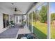Screened in patio with ceiling fan, seating and views to the backyard at 8712 Ashbury Dr, Hudson, FL 34667