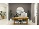 Modern home office with large window, sleek desk, and contemporary decor at 12058 Violet Jasper Dr, Parrish, FL 34219