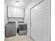 Functional laundry room with modern appliances and ample storage cabinets at 18408 Hanna Rd, Lutz, FL 33549
