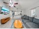 Inviting living room with a comfortable seating and a modern entertainment center at 18408 Hanna Rd, Lutz, FL 33549