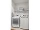 Laundry room featuring a modern washer and dryer, and custom shelving at 214 S Audubon Ave, Tampa, FL 33609