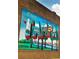 Brick building exterior with vintage 