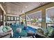 Spacious covered patio with outdoor seating and beautiful ocean view at 5659-5657 Shore S Blvd, Gulfport, FL 33707
