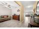 Neutral color living room with ceramic tile floors and open layout at 6708 Hazelnut Spice Dr, Ruskin, FL 33573
