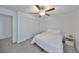 Bedroom featuring a ceiling fan, closet and plush carpet, creating a relaxing atmosphere at 9914 Calypso Orchid Ct, Riverview, FL 33578