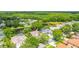 Aerial view of the neighborhood highlighting the home's proximity to a pond and verdant foliage at 2207 Climbing Ivy Dr, Tampa, FL 33618