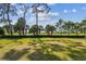 Scenic backyard view with lush greenery, mature trees, and a glimpse of a golf course at 1714 Cypress Ave, Belleair, FL 33756