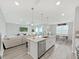 Contemporary kitchen featuring an island with seating that connects to the living and dining areas at 17737 Everlong Dr, Land O Lakes, FL 34638