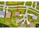 Aerial view showcases the property's location within a neighborhood with well-maintained lawns at 17804 Brewster Grn, Lutz, FL 33559