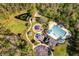 An aerial view reveals a pool, playground, pond and other outdoor recreational areas at 17804 Brewster Grn, Lutz, FL 33559