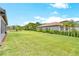 Sprawling backyard showcasing manicured landscaping, a black fence, and plenty of room to roam and play at 17804 Brewster Grn, Lutz, FL 33559