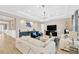 Stylish living room with a modern aesthetic, comfortable seating, and a view of the kitchen at 17804 Brewster Grn, Lutz, FL 33559