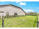Well-maintained backyard featuring lush green grass, a classic fence, and neatly trimmed hedges for privacy at 17804 Brewster Grn, Lutz, FL 33559