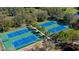 Aerial view of community tennis courts surrounded by lush landscaping and trees at 5017 Muir Way, Lithia, FL 33547