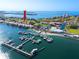 Picturesque aerial showcasing the waterfront condos, marina, and bay, creating a vibrant community atmosphere at 5736 La Puerta Del Sol S Blvd # 254, St Petersburg, FL 33715