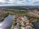 A scenic aerial view that captures the home's idyllic location within a vibrant community by the lake at 10506 Sky Flower Ct, Land O Lakes, FL 34638
