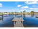 Waterfront view featuring a private dock extending into a serene canal, perfect for boating and enjoying the water at 12700 5Th Isle, Hudson, FL 34667