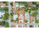 Aerial view of property with outlined lot, highlighting neighborhood and surrounding homes at 14330 Oliver St, Largo, FL 33774