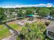 Aerial view of the playground with covered picnic area with a fenced perimeter at 15579 Stone House Dr, Brooksville, FL 34604