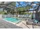 Screened in outdoor pool with a hot tub, lounge chairs, and tall trees surrounding at 3117 W Knights Ave, Tampa, FL 33611