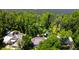 Aerial view of the property highlighting its lush greenery, lake access, and multiple structures at 6341 Discovery Ln, Land O Lakes, FL 34638
