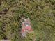 Aerial view of a home featuring a private pool and a red roof surrounded by lush greenery at 7095 South St, Webster, FL 33597