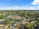 A beautiful aerial view shows the canals that run throughout this neighborhood, surrounded by lush trees and landscaping at 7325 Calder Dr, New Port Richey, FL 34653