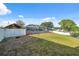 Expansive backyard featuring a large screened-in enclosure and a partial water view at 7325 Calder Dr, New Port Richey, FL 34653