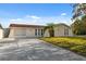 Inviting single-story home featuring a long driveway and a well-maintained lawn with a small palm tree at 7325 Calder Dr, New Port Richey, FL 34653