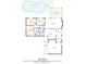 Detailed floor plan showcasing the layout of the home, including the pool, rooms, and overall dimensions at 8520 Woodall Ct, Tampa, FL 33615