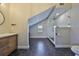 Bathroom with modern vanity and glass shower at 945 Bunker View Dr, Apollo Beach, FL 33572