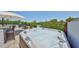 Relax in this luxurious hot tub overlooking the lush landscaping and private canal at 945 Bunker View Dr, Apollo Beach, FL 33572