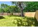Spacious backyard features a new wooden fence and plenty of green grass at 10011 N Annette Ave, Tampa, FL 33612
