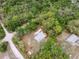 An aerial view of a home on a treed lot with a shed and lots of privacy at 10502 Atlee St, New Port Richey, FL 34654