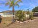 Nice single-story home with solar panels and a lush front yard with palm trees and shrubbery at 11625 Constance Dr, Port Richey, FL 34668