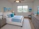 Serene bedroom showcasing stylish bedding, artwork, and plenty of natural light at 2297 Lark E Cir # E, Palm Harbor, FL 34684