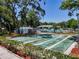 A scenic view of the shuffleboard courts near the community pool on a sunny day at 3078 Pointer Dr, Palm Harbor, FL 34683
