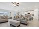 Open concept living space and kitchen featuring modern tile flooring throughout at 35029 Brackett Bnd, Zephyrhills, FL 33541
