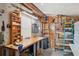 Workshop and storage with a large wooden workbench at 4801 Blanco Dr, Zephyrhills, FL 33541