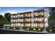 Modern townhome with multi-level balconies, sleek black railings, and manicured landscaping at 501 W Ross Ave # 1, Tampa, FL 33602