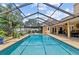 Lovely in-ground pool surrounded by a screened enclosure and patio, providing a perfect outdoor retreat for leisure at 6407 E 112Th Ave, Temple Terrace, FL 33617