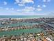 Overhead view of a waterfront neighborhood with canal access, revealing beautiful waterfront properties and coastal charm at 11340 5Th E St, Treasure Island, FL 33706