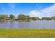 A well-maintained grassy waterfront area in a tranquil setting at 13548 Lake Magdalene Dr, Tampa, FL 33613