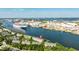 Aerial view of property near harbor, showcasing waterfront living and nearby cruise terminal at 1476 Harbour Walk Rd, Tampa, FL 33602