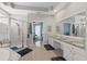 Spacious bathroom with glass shower, soaking tub, and dual sink vanity at 15428 Atwater Dr, Brooksville, FL 34604