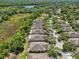 Aerial view of a neighborhood with lush green trees, nearby lake, and manicured lawns at 19129 Lake Audubon Dr, Tampa, FL 33647