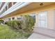 The front entrance is adorned with a bush next to the walkway and the unit number at 2286 Norwegian Dr # 8, Clearwater, FL 33763