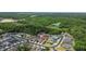 Aerial view showcases the property's location within a lush, green neighborhood near a community nature preserve at 25830 Crippen Dr, Land O Lakes, FL 34639